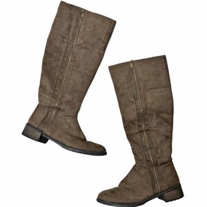 Women’s Y2K Equestrian Suede Fur Lined Slouchy Knee High Heel Boots Size 9 Boho